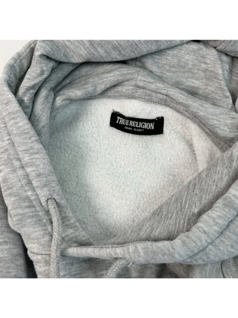 True Religion Hoodies Large Men Front And Back Print Gray